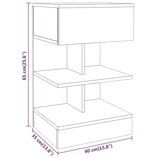 vidaXL Nattbord røkt eik 40x35x65 cm konstruert tre