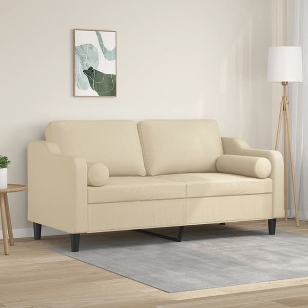 vidaXL 2-sits soffa med prydnadskuddar gräddvit 140 cm tyg