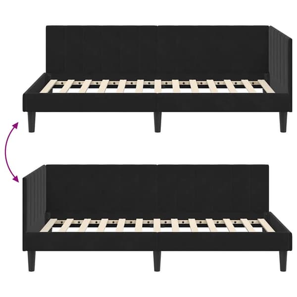 vidaXL Hörnssängram Svart 100 x 200 cm Sammet