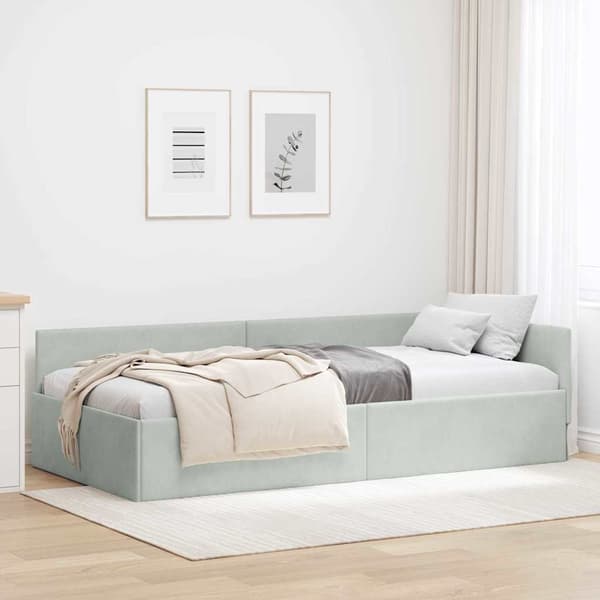 vidaXL Hörnssängram Ljusgrå 80 x 200 cm Sammet