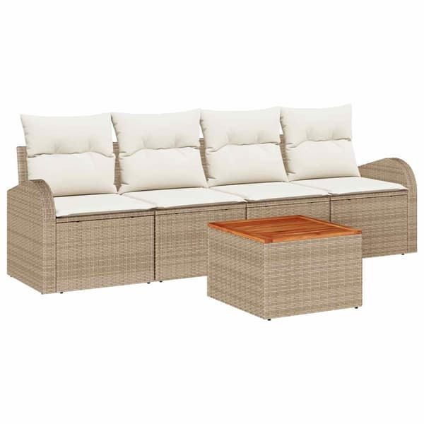 vidaXL Trädgårdsoffset 5 pcs Beige och gräddfärgad konstrotting