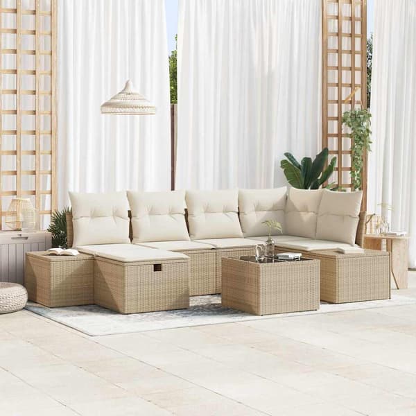 vidaXL Soffset med kudde 7 pcs konstrotting