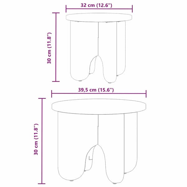 vidaXL Kaffeebord 2 pcs Vit Massivt tallträ