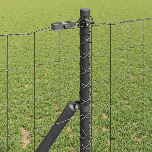 vidaXL Gjerde med stolpe Grå 1,2 x 25 m Stål og PVC