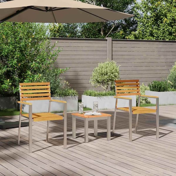 vidaXL Hage Spisegruppe 3 pcs Brun Solid akasietre