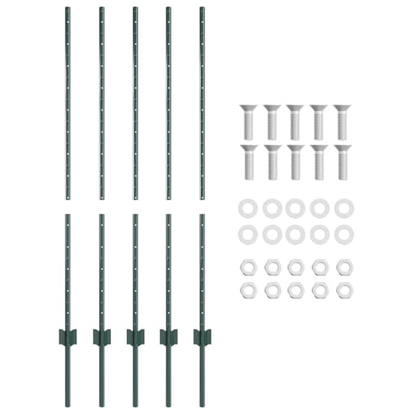 vidaXL Stängselstolpe 5 pcs Grön 120 cm Stål