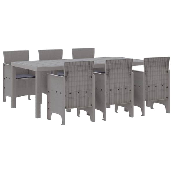 vidaXL Trädgårdsmöbelset 7 pcs Ljusgrå Polypropylen