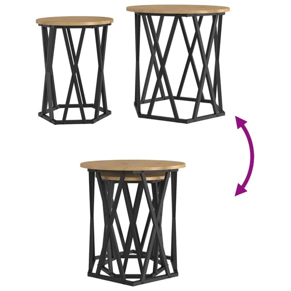 vidaXL Kaffebord 2 pcs Artisan Eik Konstruksjonsvirke og stål