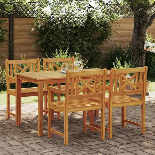 vidaXL Hage Spisegruppe 5 pcs Brun Solid akasietre