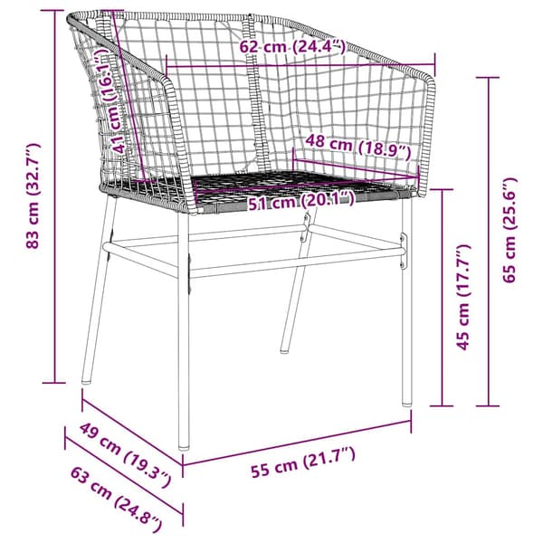 vidaXL Trädgårdsmöbelset 7 pcs Svart konstrotting