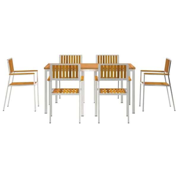 vidaXL Utomhusmatbord 7 pcs Brun Massivt Akaciaträ