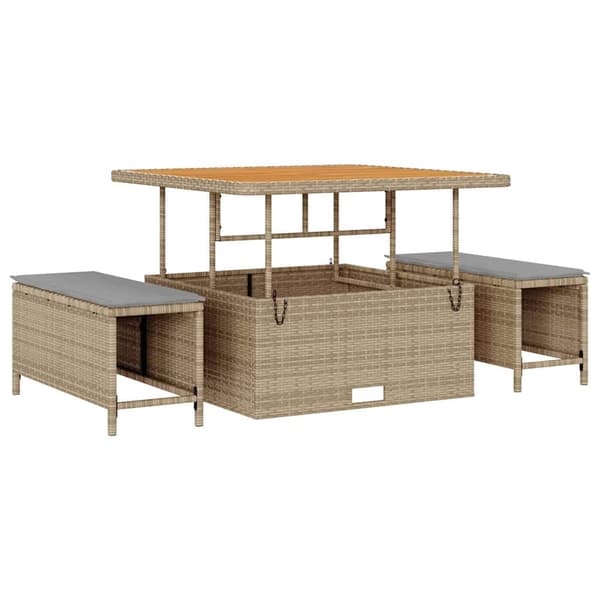 vidaXL Trädgårdsoffset med kudde 13 pcs Beige konstrotting