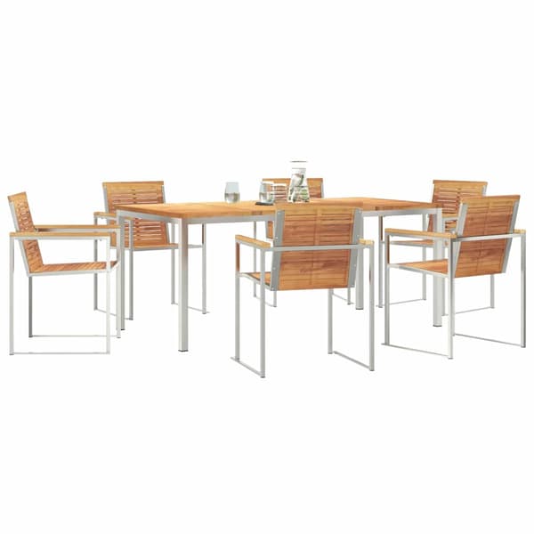 vidaXL Trädgårdsmöbelset 7 pcs Brun Massivt teakträ