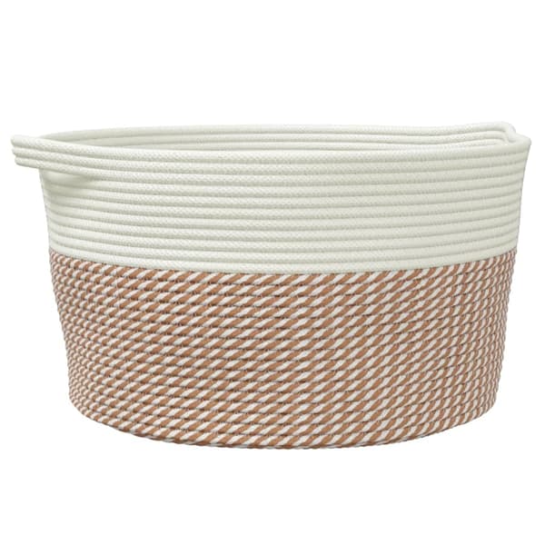 vidaXL Förvaringskorg brun och vit Ø40x25 cm bomull