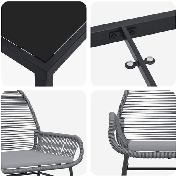 vidaXL Trädgårdsmöbelset med kudde 5 pcs Grå konstrotting