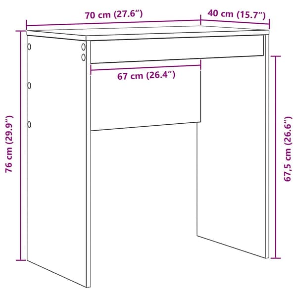 vidaXL Skrivebord Hvit 70 x 40 x 76 cm