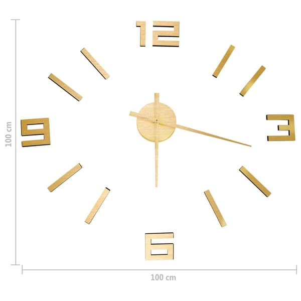 vidaXL Väggklocka 3D modern design guld 100 cm XXL