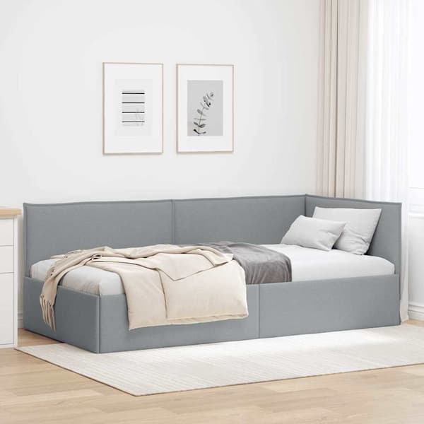 vidaXL Hörnssängram Ljusgrå 80 x 200 cm tyg