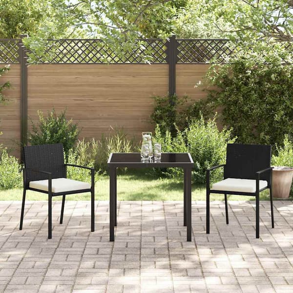 vidaXL Trädgårdsmöbelset 3 pcs Svart Pulverlackerat stål