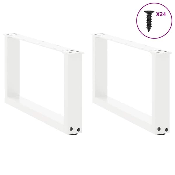 vidaXL Soffbordsben U-formade 2 st vit 60x(30-31) cm stål