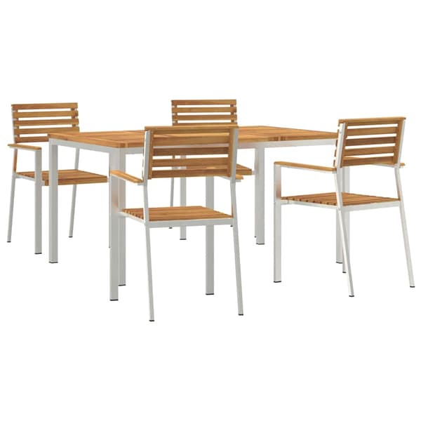 vidaXL Hage Spisegruppe 5 pcs Brun Solid akasietre