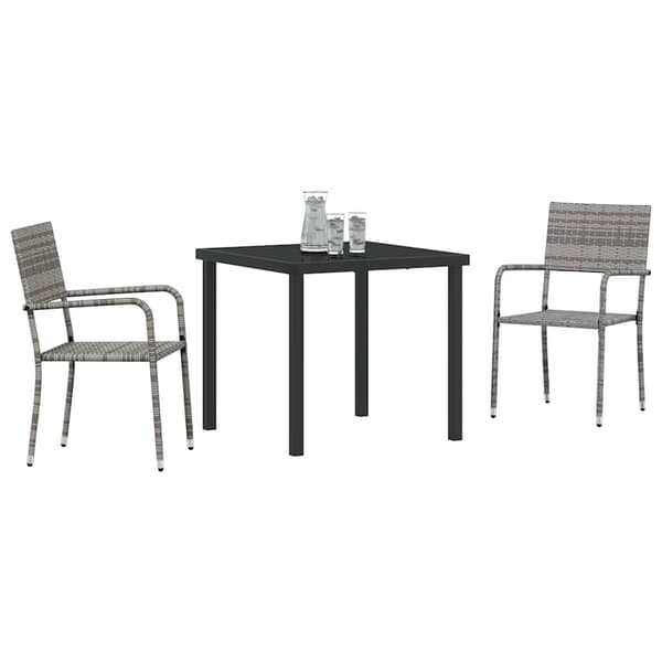 vidaXL Hage Spisegruppe med pute 3 pcs Grå polyrotting