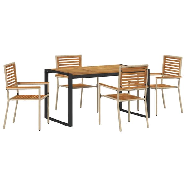 vidaXL Hage Spisegruppe 5 pcs Beige og Brun polyrotting