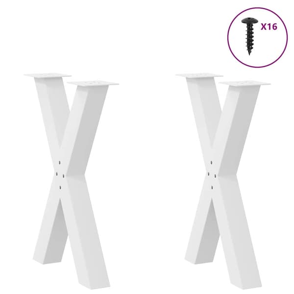 vidaXL Matbordsben X-formad 2 st vit 60x(72-73) cm stål