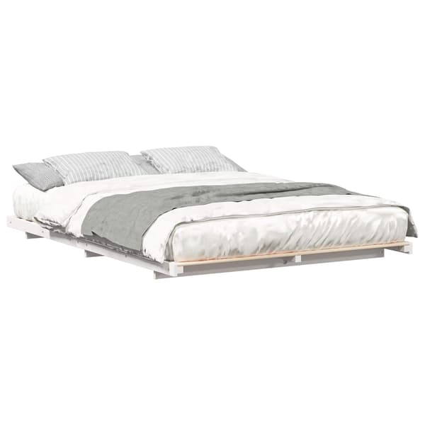 vidaXL Sängram Vit 150 x 200 cm Massiv furu