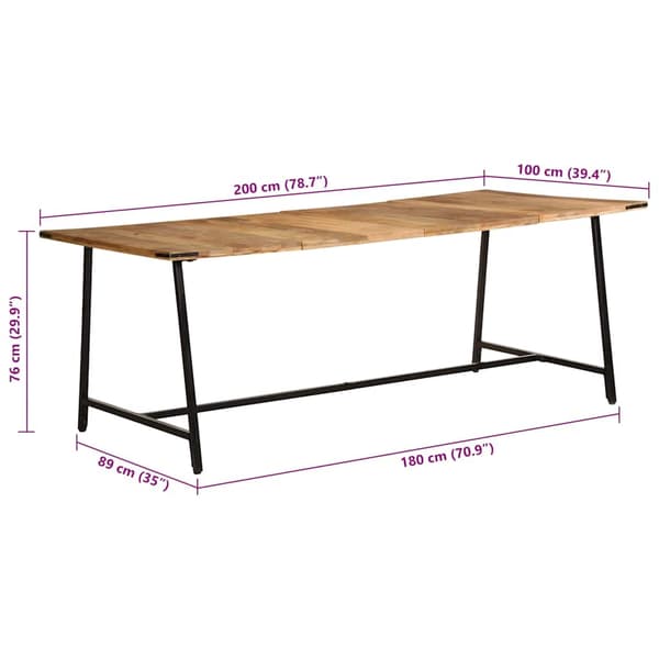 vidaXL Spisebord 200x100x75 cm heltre mango