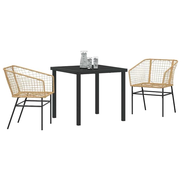 vidaXL Hage Spisegruppe 3 pcs Brun polyrotting