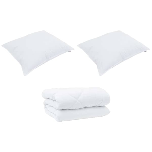 vidaXL Vinter Täcke med kudde 3 pcs Vit Mikrofiber