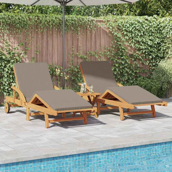 vidaXL Solstol 2 pcs Gråbrun 200 x 67 x 84 cm Solid akasietre