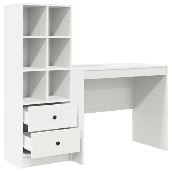 vidaXL Skrivbord med låda 2 pcs Vit