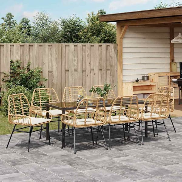 vidaXL Trädgårdsmöbelset 9 pcs Brun konstrotting
