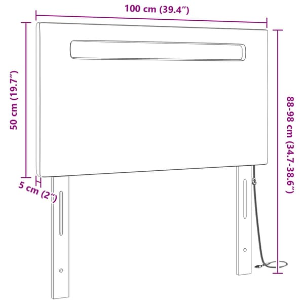 vidaXL LED huvuddyna Vit 100 cm Konstläder