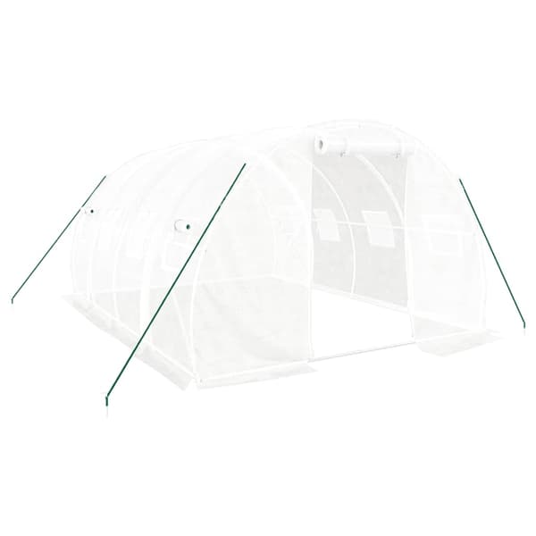 vidaXL Växthus med stålram vit 12 m² 4x3x2 m