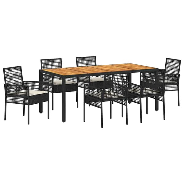 vidaXL Trädgårdsmöbelset 7 pcs Svart konstrotting