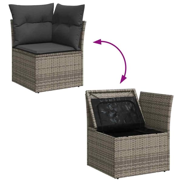 vidaXL Trädgårdsoffset 8 pcs Grå Polyrotting och pulverlackerad stål