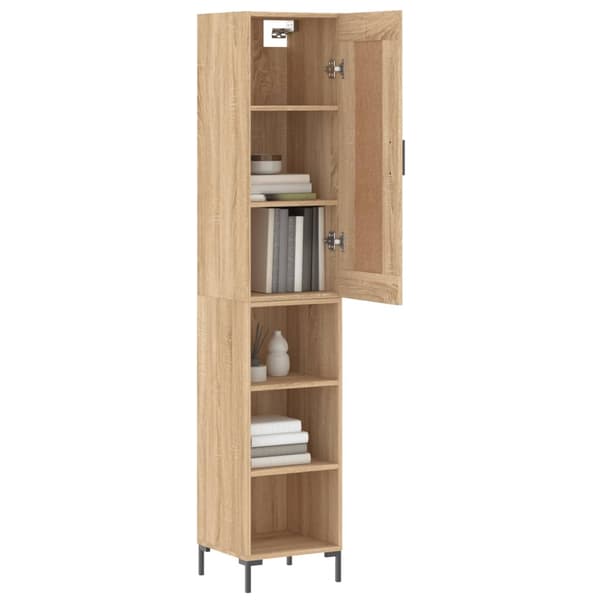 vidaXL Highboard sonoma eik 34,5x34x180 cm konstruert tre
