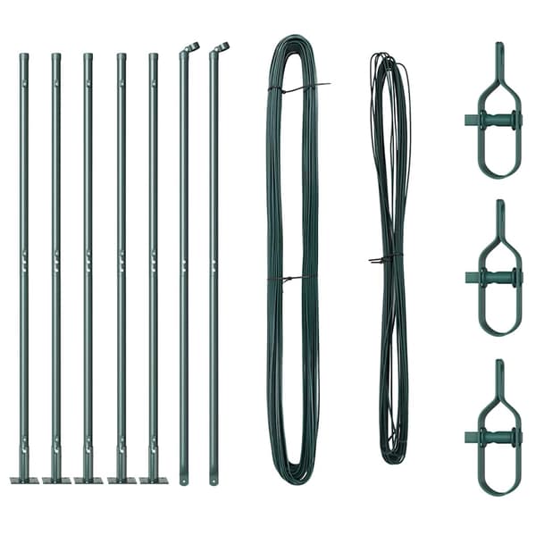 vidaXL Gjerdepåle 7 pcs grønn Stål