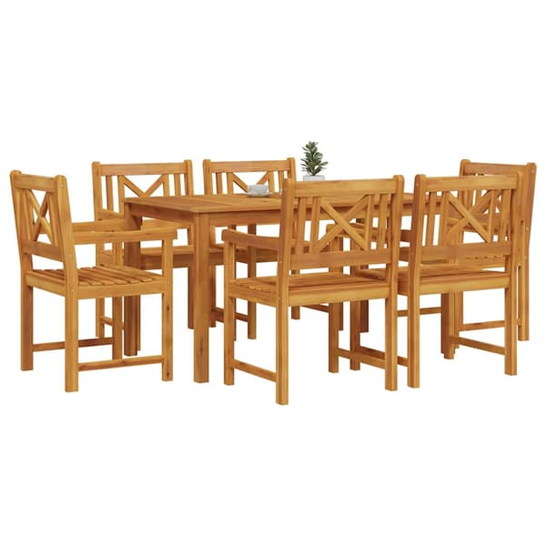 vidaXL Hage Spisegruppe 7 pcs Brun Solid akasietre