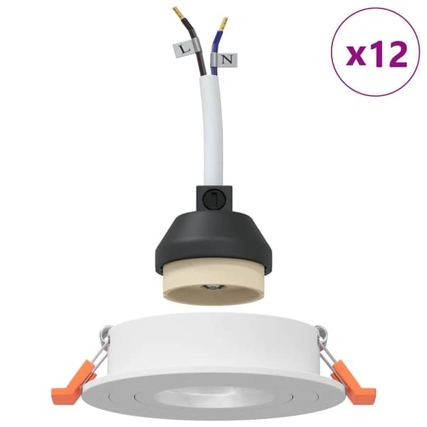 vidaXL Spotlight 12 pcs Vit 9 x 9 x 2 cm Aluminium