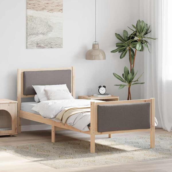 vidaXL Sänggavel med sängram Gråbrun 80x200 cm tyg