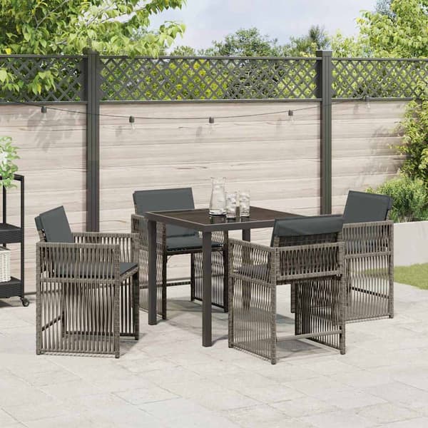vidaXL Hage Spisegruppe 5 pcs Grå polyrotting