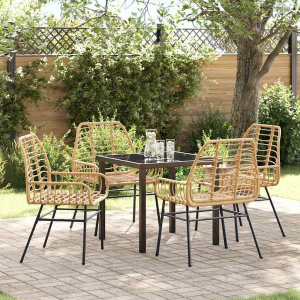 vidaXL Hage Spisegruppe 5 pcs Brun polyrotting