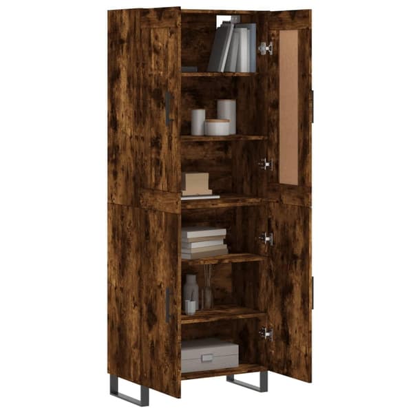 vidaXL Highboard røkt eik 69,5x34x180 cm konstruert tre
