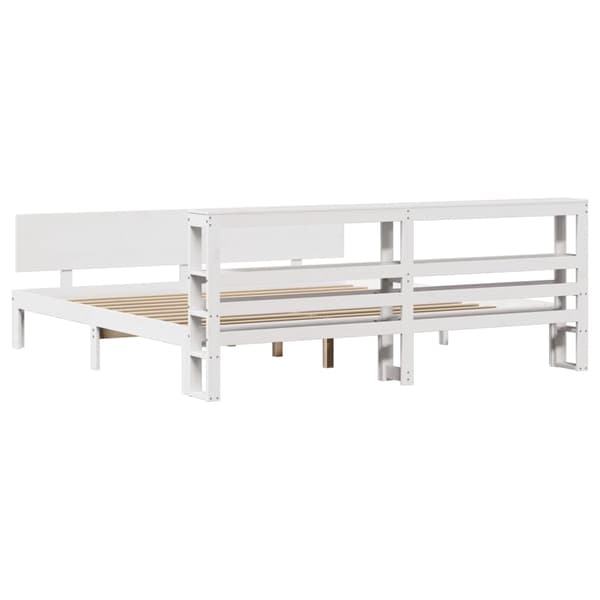 vidaXL Sengeramme med hodegavl hvit 180x200 cm heltre furu