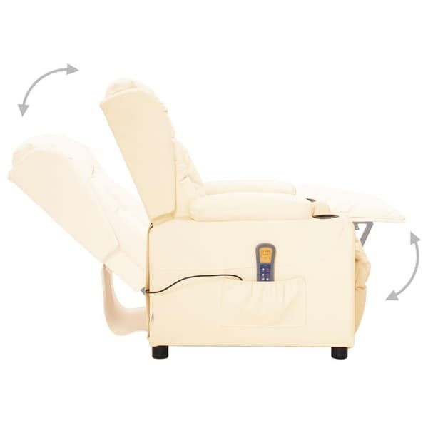 vidaXL Massagefåtölj gräddvit konstläder
