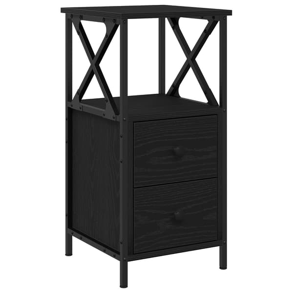 vidaXL Sängbord Svart ek MDF, Metall Medium Sängbord Rektangulär